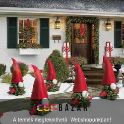 Skandináv Manó dekorációs szett tujára filcből - piros - 60 x 39 cm