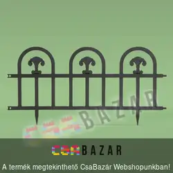 Virágágyás szegély, kerítés 60 x 30 cm fekete