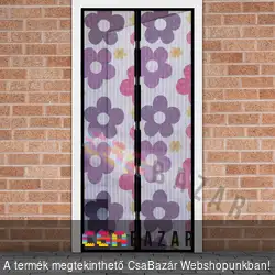 Mágneses mintás szúnyogháló függöny ajtóra lila virág mintás 100x210 cm