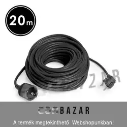 Hálózati lengő hosszabbító 20 m fekete - 3 x 1,50 mm²