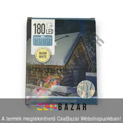 Karácsonyi LED jégcsap fényfüggöny 585 x 52 cm melegfehér - IP44 - zöld kábel