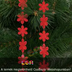 Karácsonyfa dísz hópehely girland piros 2,7 m