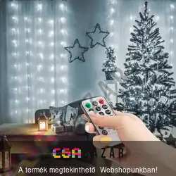 Karácsonyi drótos fényfüggöny távirányítós 100 microLed hidegfehér - 3 x 1 m - 230V