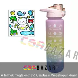 Sport, motivációs kulacs műanyag 1 L - opálos, színátmenetes, matricával