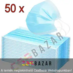 Szájvédő maszk, szájmaszk gumis 3 rétegű 50 db/csomag