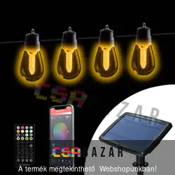 Szolár ledes fényfüzér 25 db fehér LED - 13,6 m - bluetooth kapcsolattal